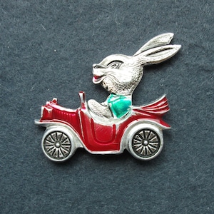 Vintage Badge USSR Bunny in Red Retro Car Pin Icon