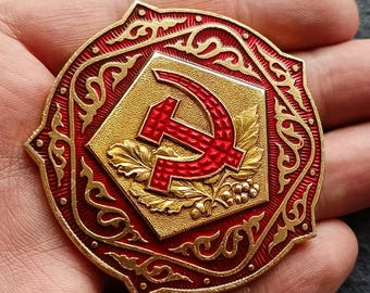 Hammer and Sickle BIG Agitation Propaganda USSR Vintage Pin