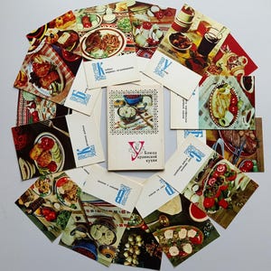 Pratos da culinária ucraniana - Conjunto completo de 15 cartões postais - URSS, década de 1970