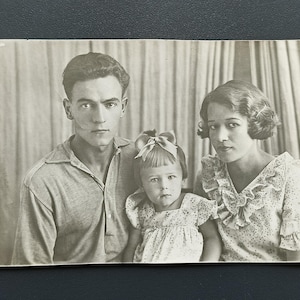 Vintage Photo Family Young Couple Little Girl