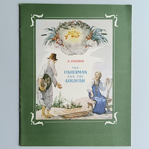 Fisherman and Goldfish Alexander Pushkin 1980s Childrens Book Russian Fairy Tale USSR