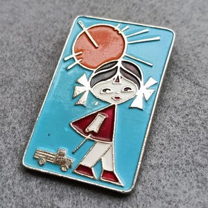 Little Girl with Toy Truck Badge USSR Pin Icon
