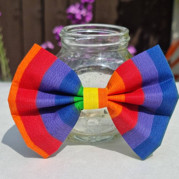 Rainbow Stripes Dog / Cat Bow Tie / Dickie Bow / Collar Bow / Elasticated