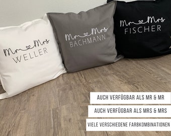 Kissen Hochzeit Mr Mrs mit Nachnamen