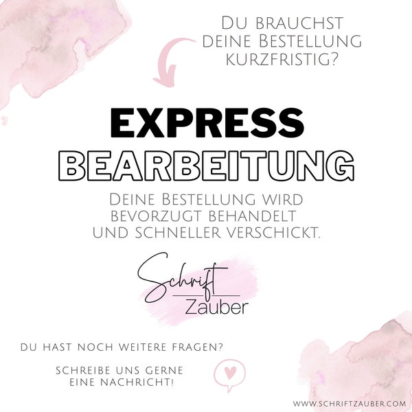 Express Versand / Express Bearbeitung / Kurzfristiges Geschenk