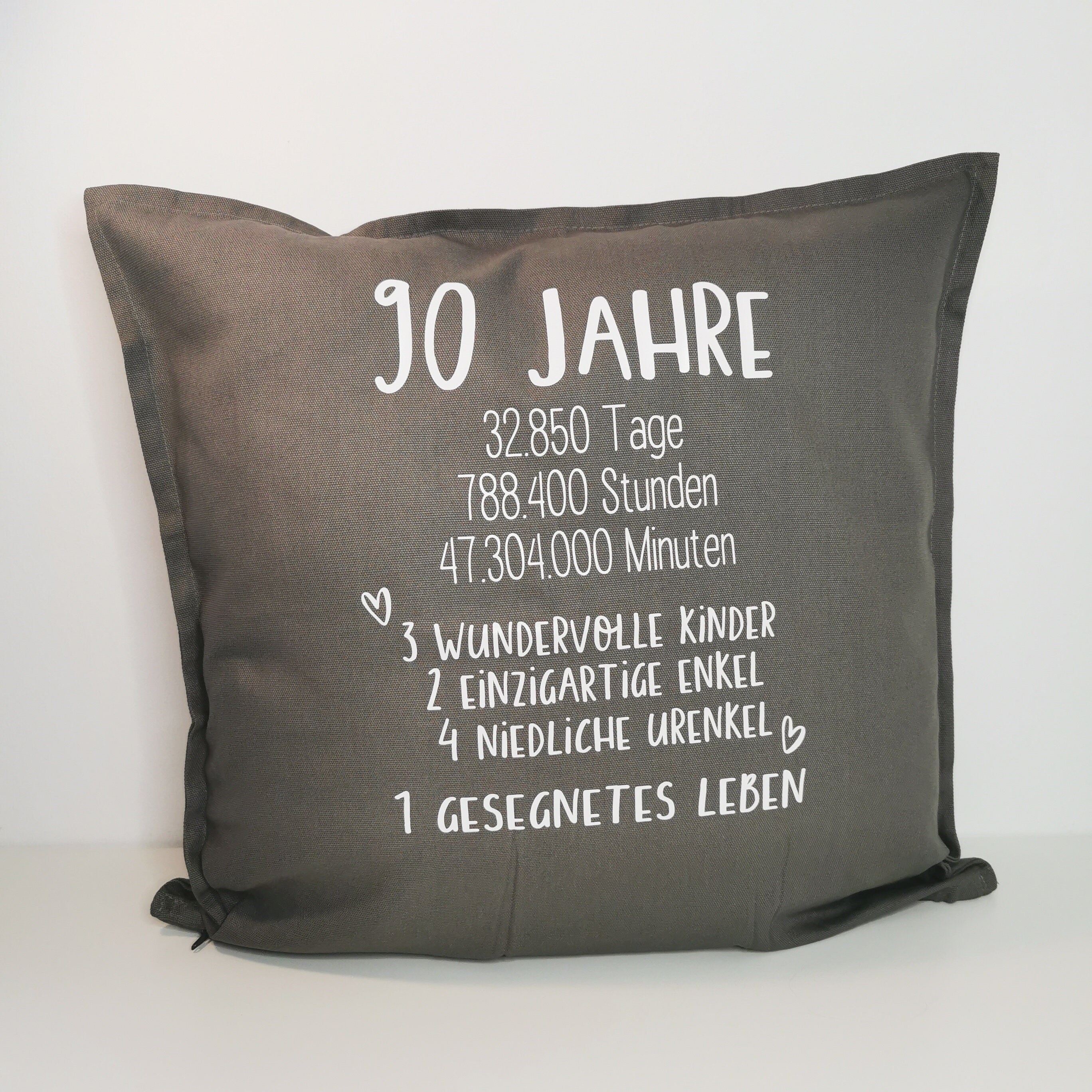Geburtstagskissenbezug Mit Zahl 10-100 – Personalisiertes Geschenk Für Frauen, Männer, Teens, Aus Leinen, 45x45 Cm