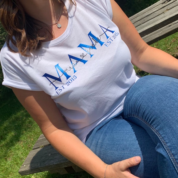 Geschenk MAMA T-Shirt mit Tochter Sohn Muttertagsgeschenk Geschenk Geburtstag