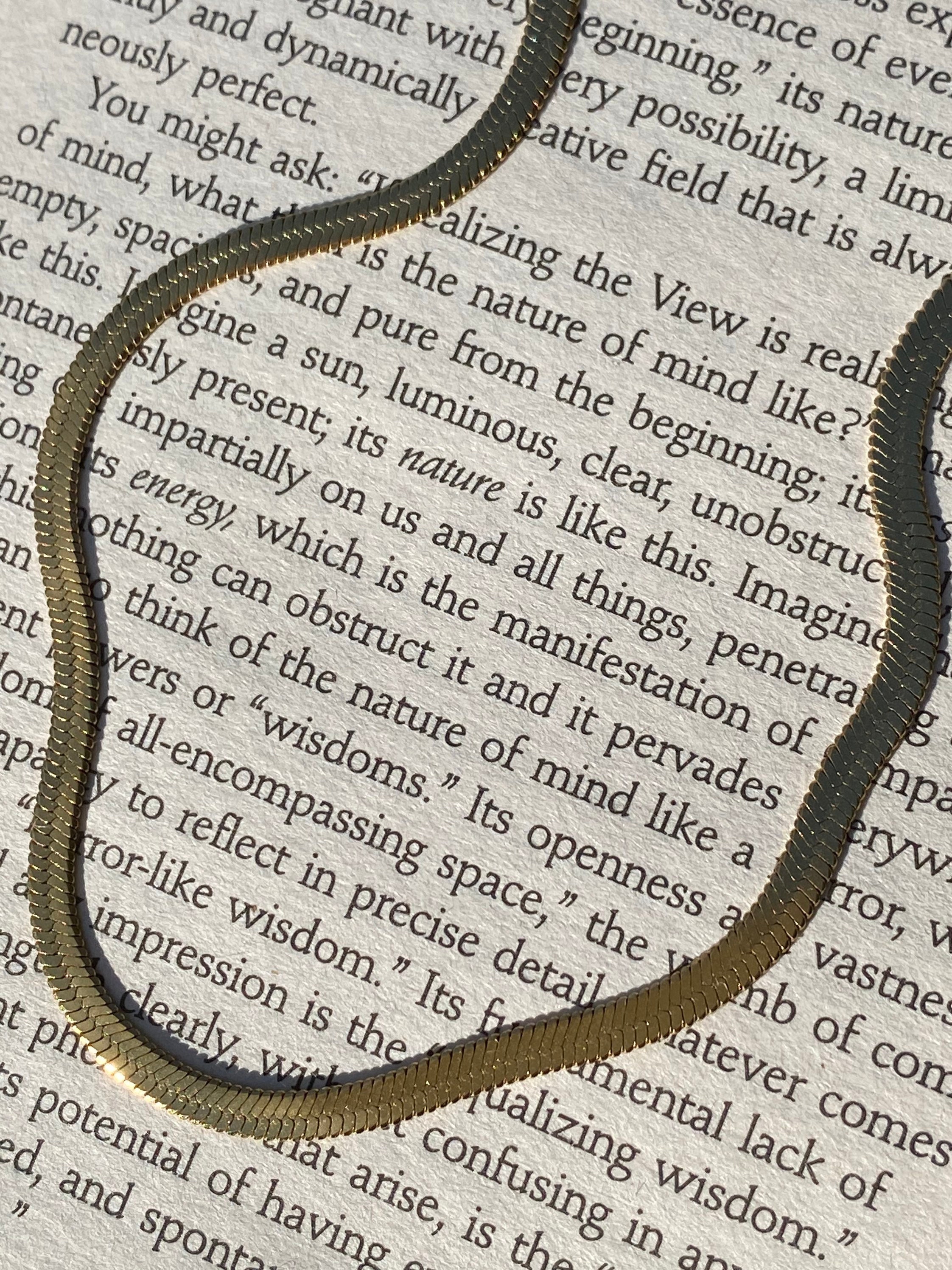 Gold Herringbone Snake Chain Necklace 14k Gold Plated Adjustable