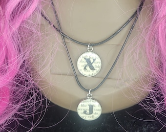 Personalized Book Page Necklace Book Themed Gift for Her Initial Necklace Custom Jewelry for Book Lovers Handmade Literary Pendant