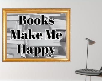 Black & White Art Book Lover Print Book Club Artwork Book Art Print Library Wall Hanging Art for Bookshelf Bookcase Decor Book Nook Decor