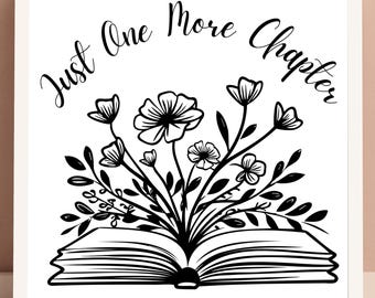 Black and White Floral Print Book Quote Wall Art for Bookshelf Bookish Wall Art Book Themed Gift Reading Nook Decor Bookish Wall Hanging