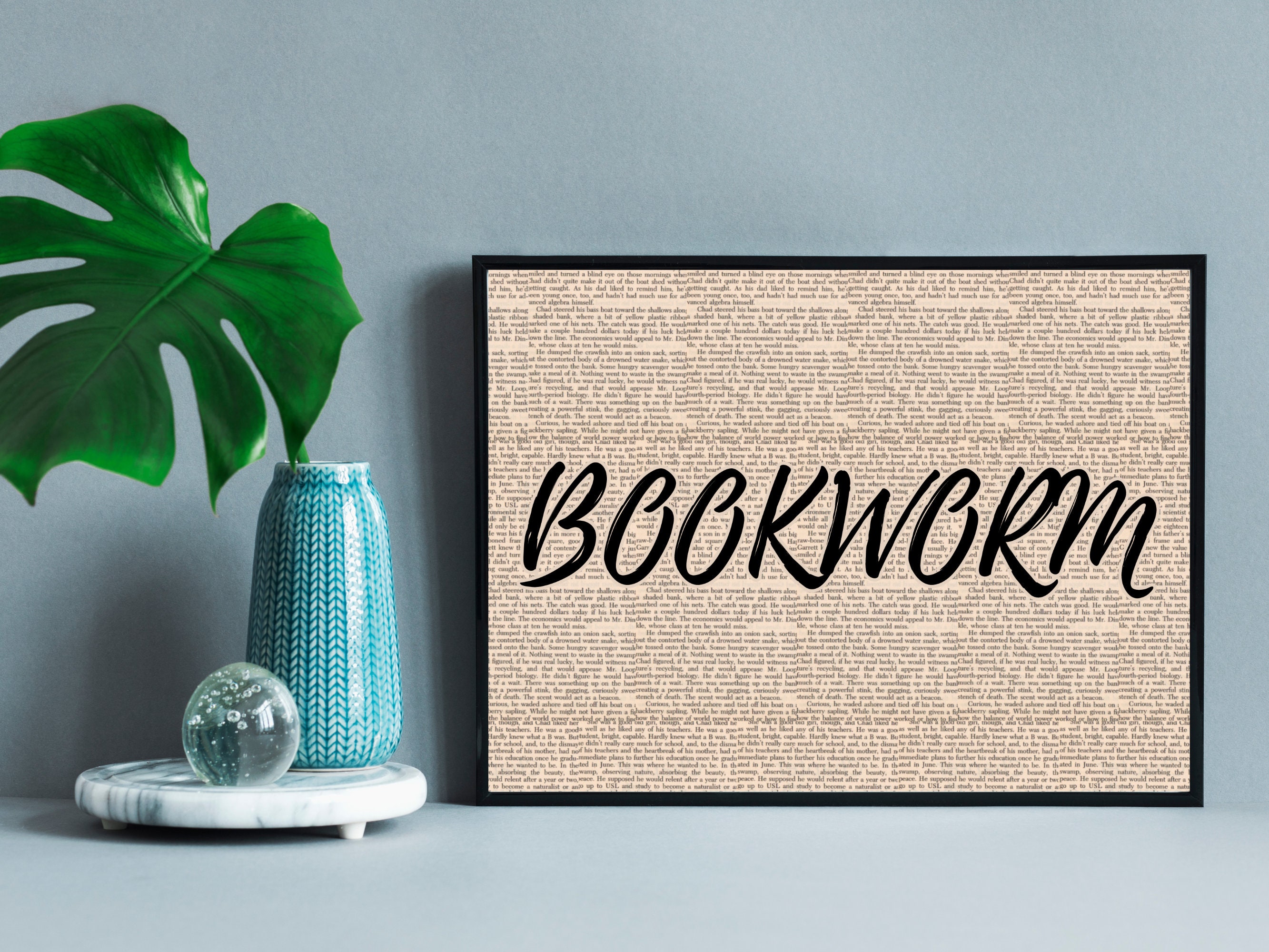 Book Themed Art Bookworm Book Lover Prints Bookcase Decor Book Page ...