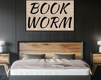Book Worm Prints Book Club Wall Hanging Book Wall Art for Bookshelf Book Page Art Reading Printable Library Decor Reader Nook Decor