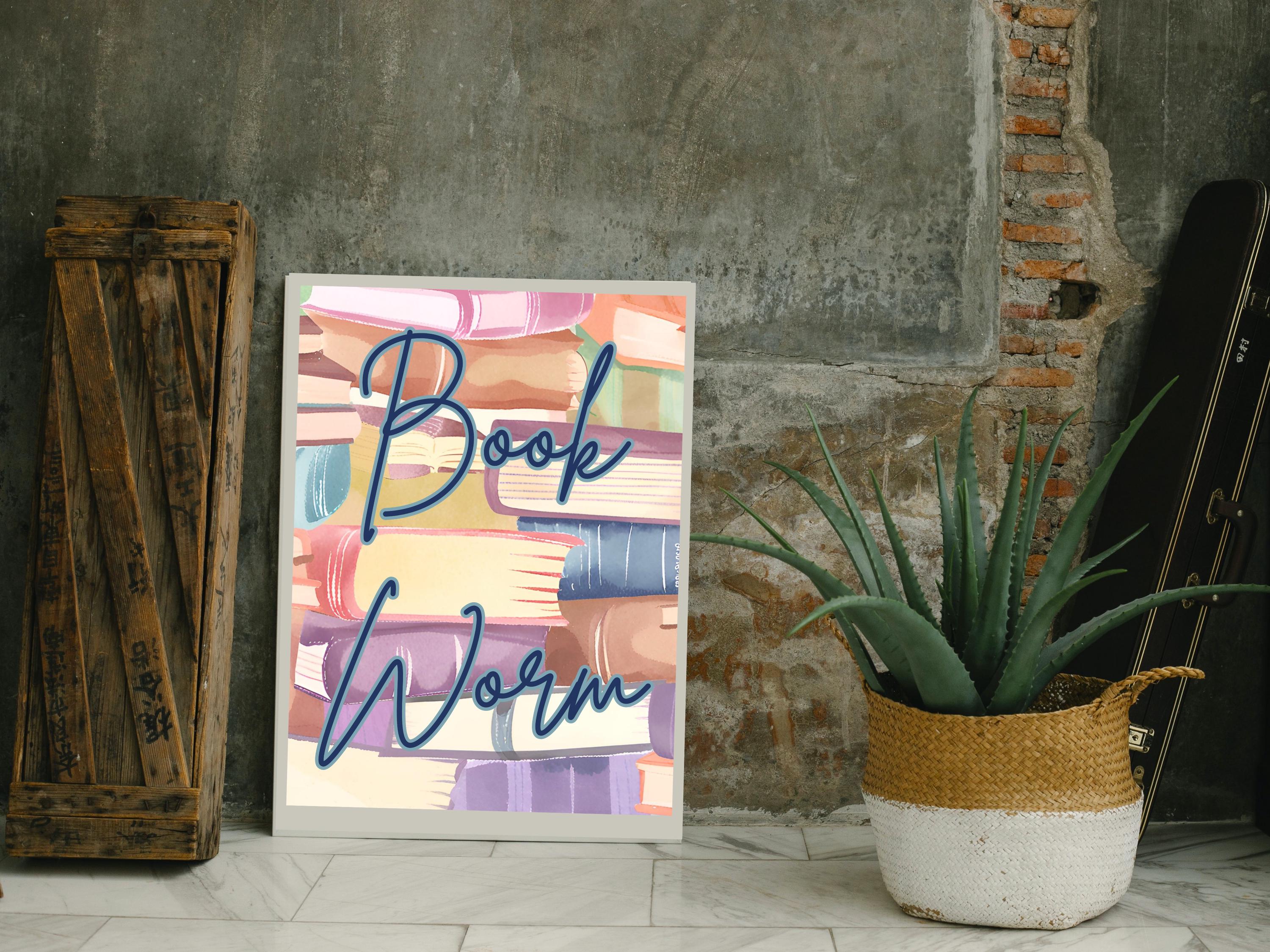 Bookworm Wall Art Dorm Wall Decor Library Sign Aesthetic Wall Hanging ...