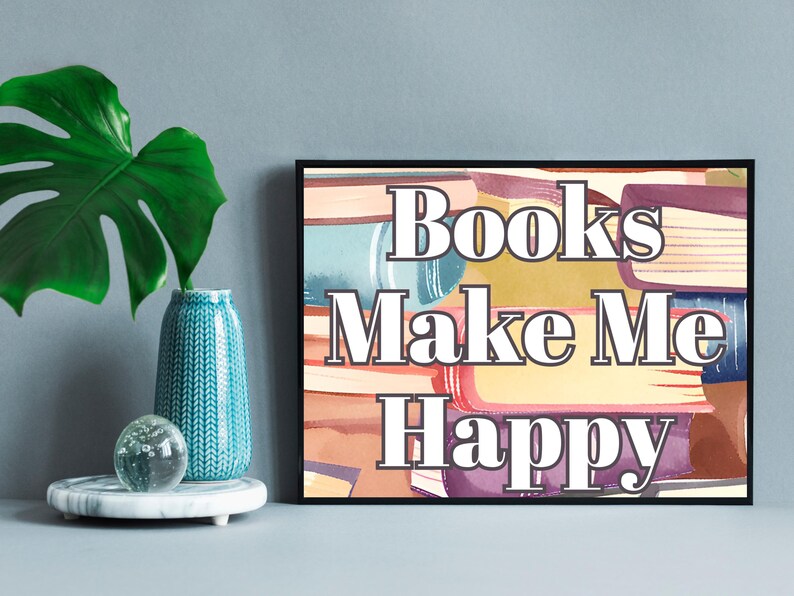 Colorful Wall Art Book Art Print Art for Bookshelf Bookcase Decor ...