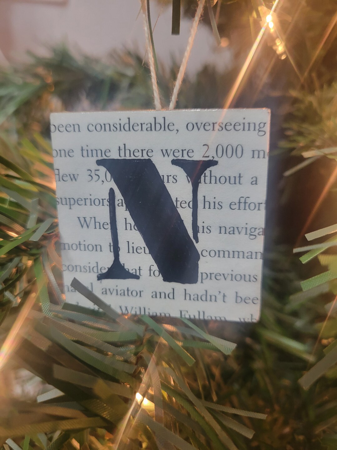 Initial Bookpage Ornaments Literary Christmas Decor Holiday Etsy
