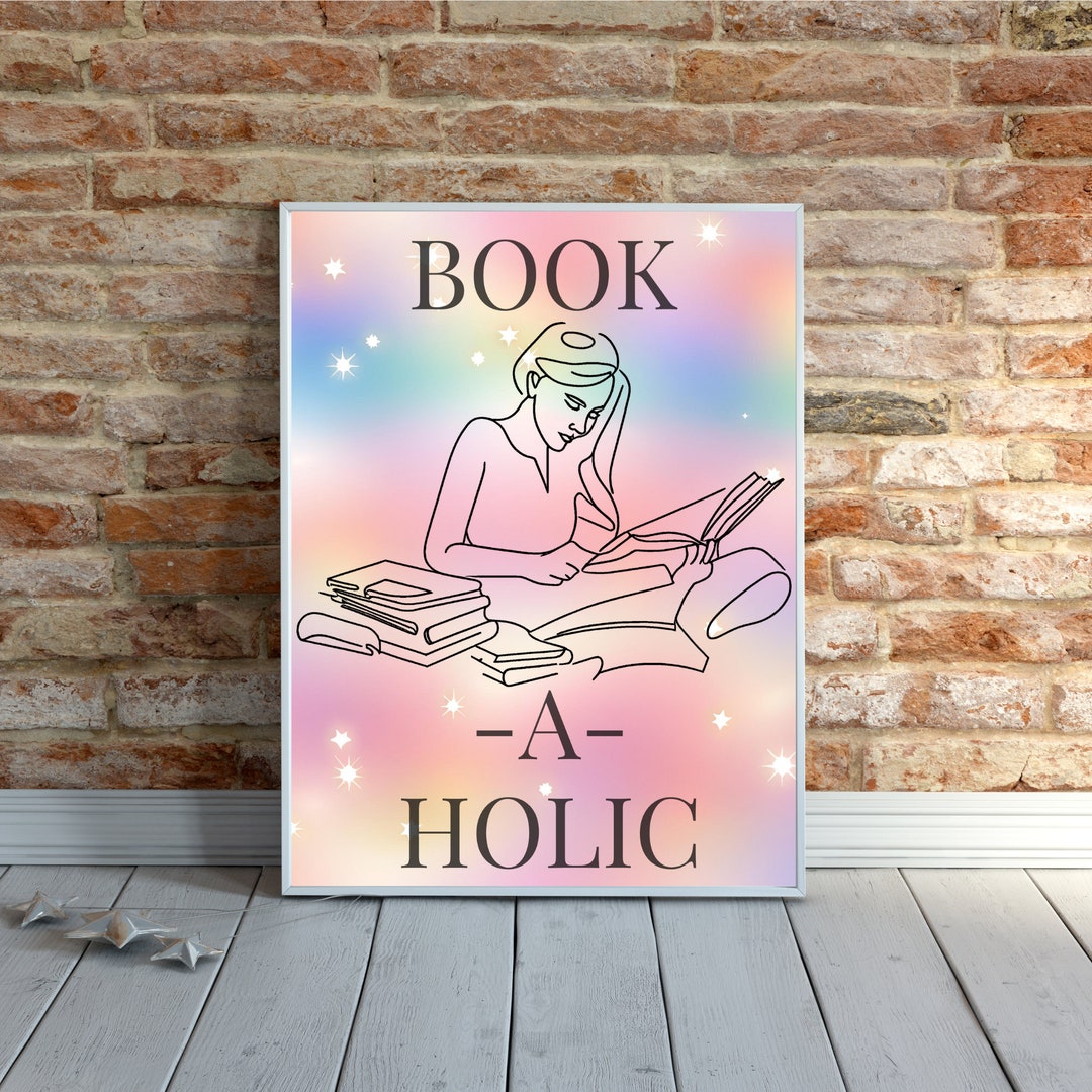 Colorful Wall Art Reading Nook Decor Line Art Bookish Wall Hanging ...