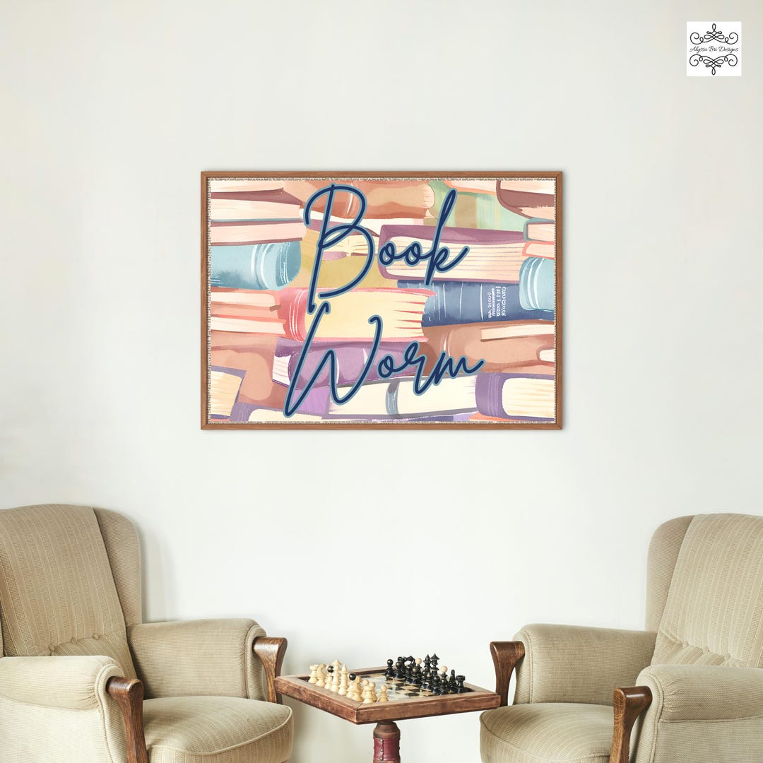 Bookworm Wall Art Dorm Wall Decor Library Sign Aesthetic Wall Hanging ...