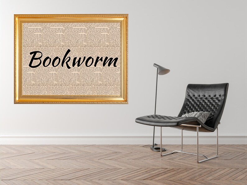 Bookworm Frame Bookworm Wall Art Gallery Wall Decor Digital Prints Reader Nook Decor ...