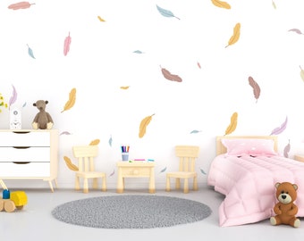 Set of Feather wall decals set stickers wall pattern decals confetti decals Sizes and Quantites available Multiple Colors