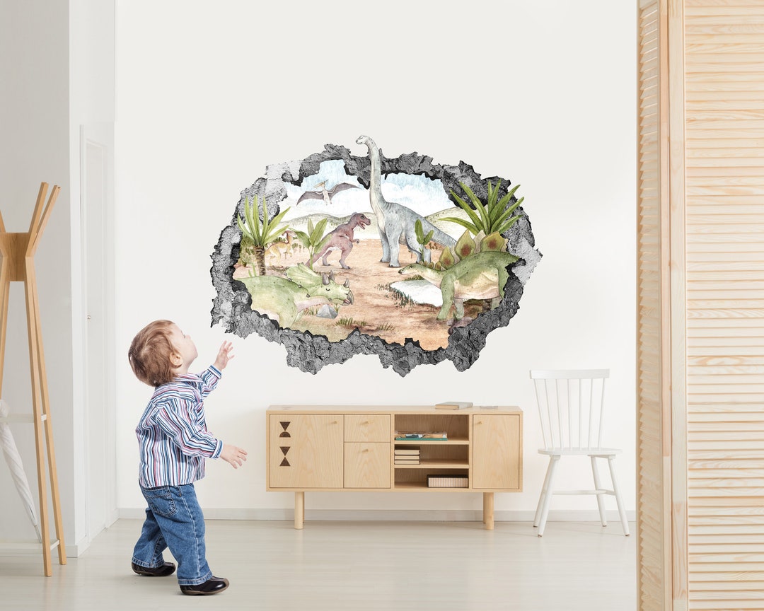 Dinosaurs Smashed Wall Decals Removable Wall Fabric Wall Etsy