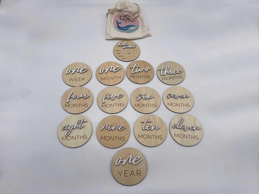 Baby Wooden and Acrylic Milestone Cards | Laser Engraved | Wood ...