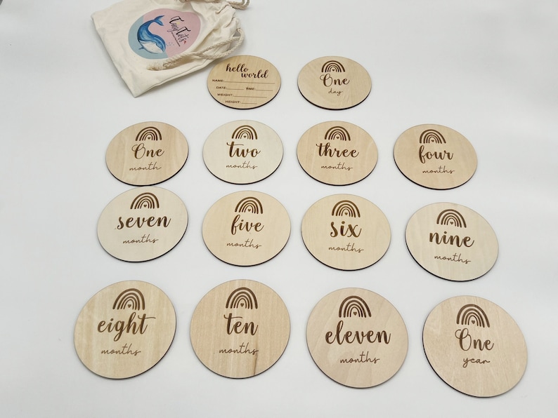 Baby Wooden Milestone Cards | Laser Engraved | Wood | Newborn Baby ...