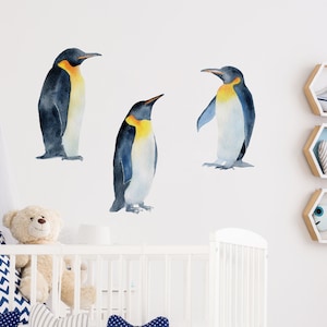 Beautiful watercolor Three Penguin Decals