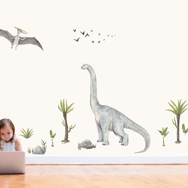 Sticker Mural Dinosaure Parasauroloph - Déco Démontable Effet 3D - Style Jurassic