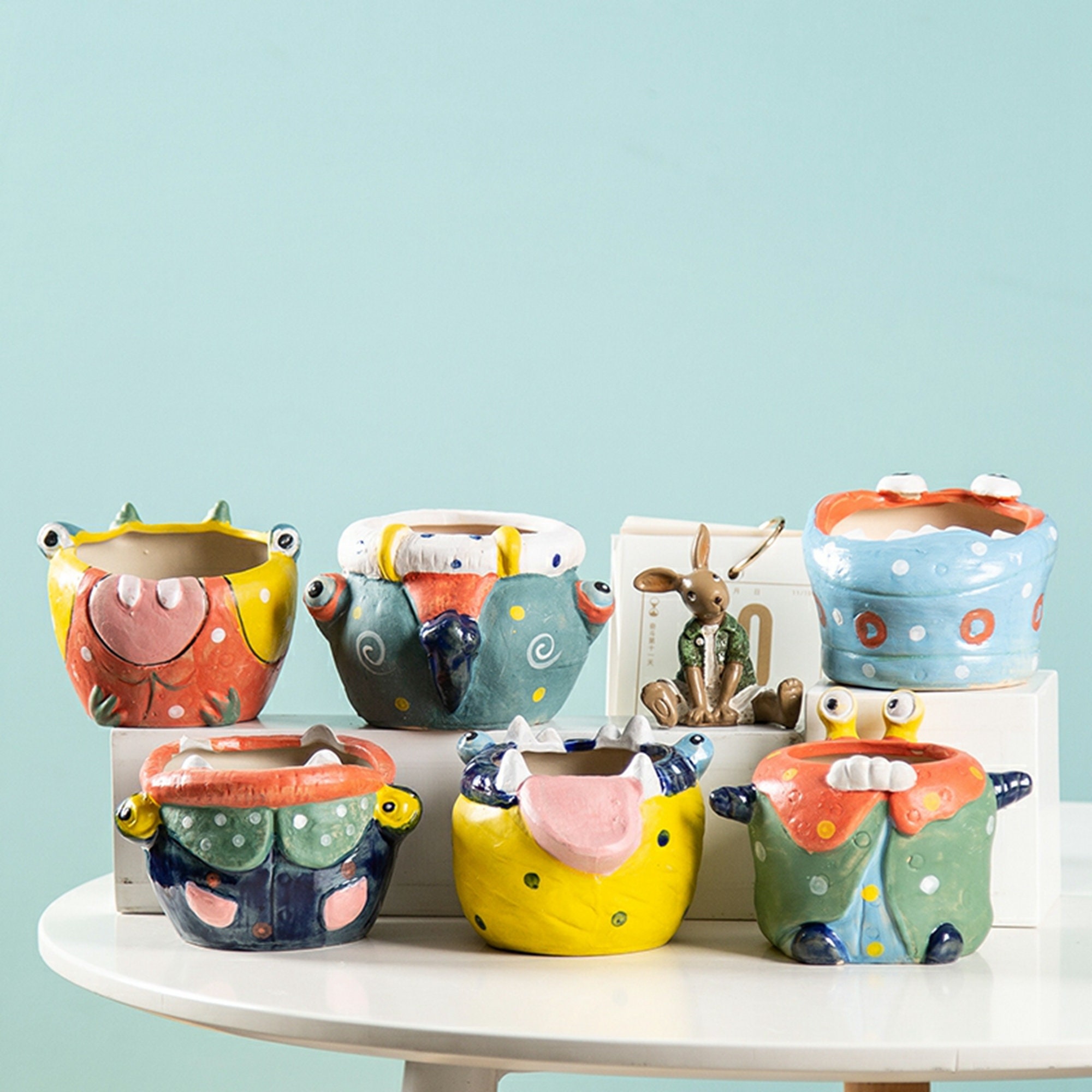 Monster pot Ceramic Planter succulent Pot Indoor garden flower Etsy