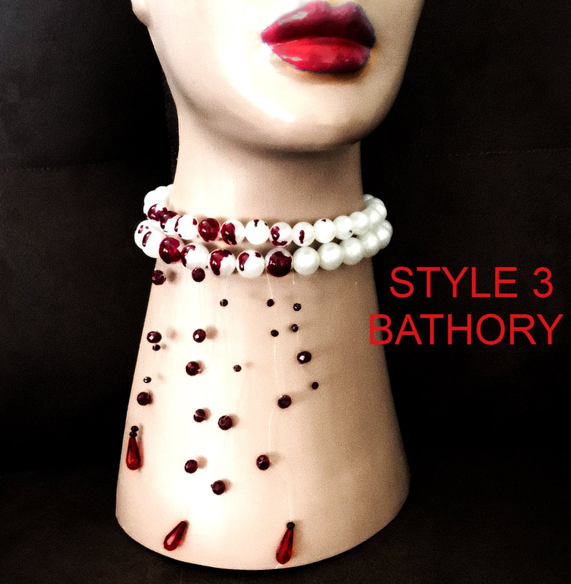 Bloody Pearl Necklace BATHORY Cut throat Vampire jewelry Etsy