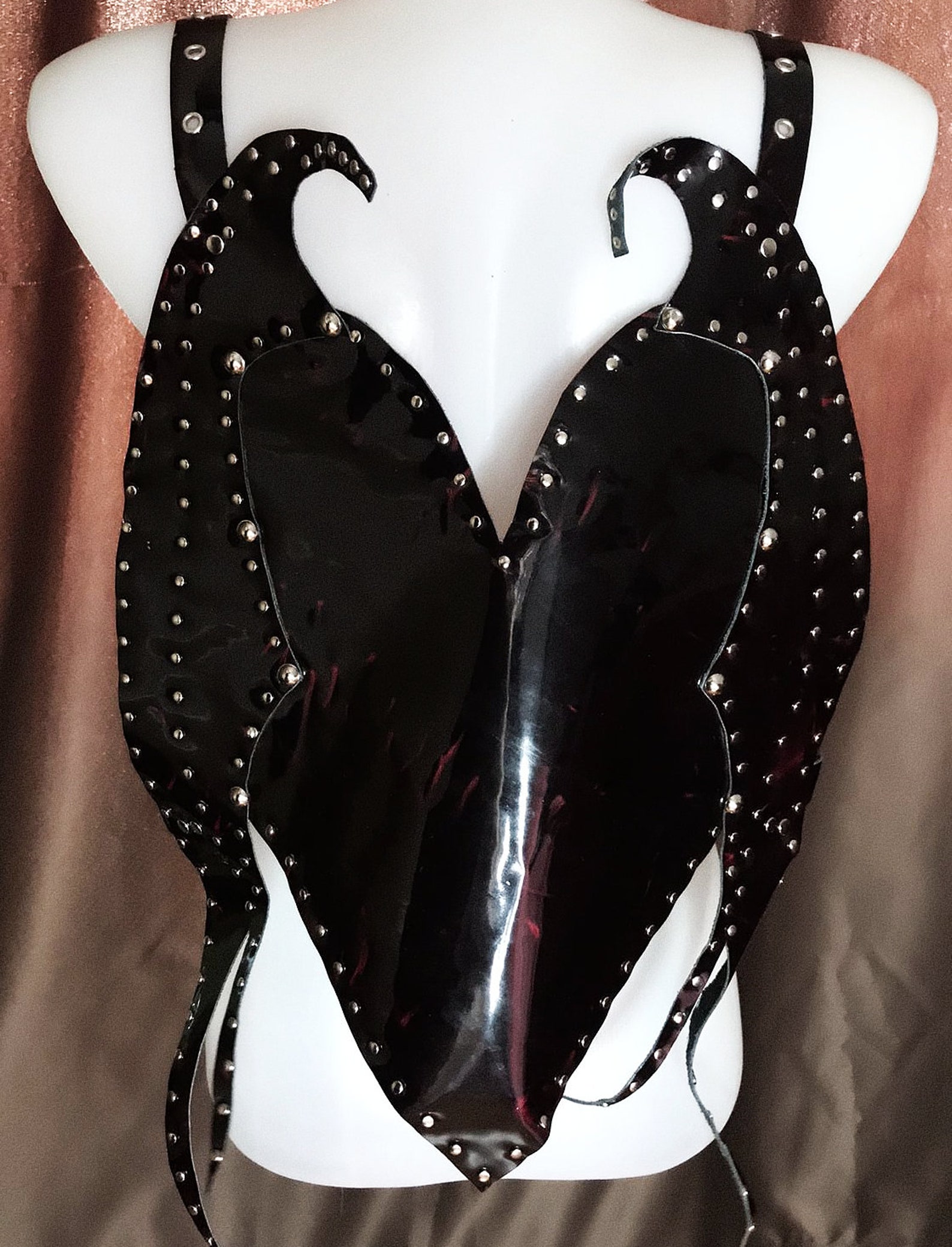 Black leather angel demon wings Valentine's day body Etsy