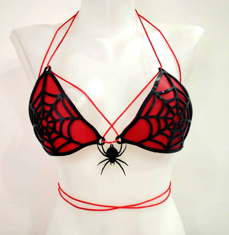 Spider Web Bralette top Halloween Costume Lingerie Gothic | Etsy