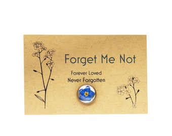 Forget Me Not Memorial Pin, pressed Flower design, Funeral Favour Remembrance Gift Angel gift