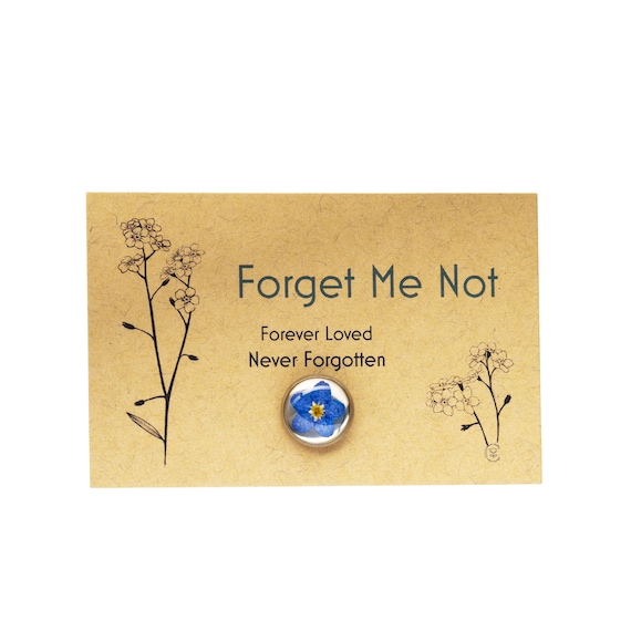 Forget Me Not Memorial Pin, pressed Flower design, Funeral Favour Remembrance Gift Angel gift