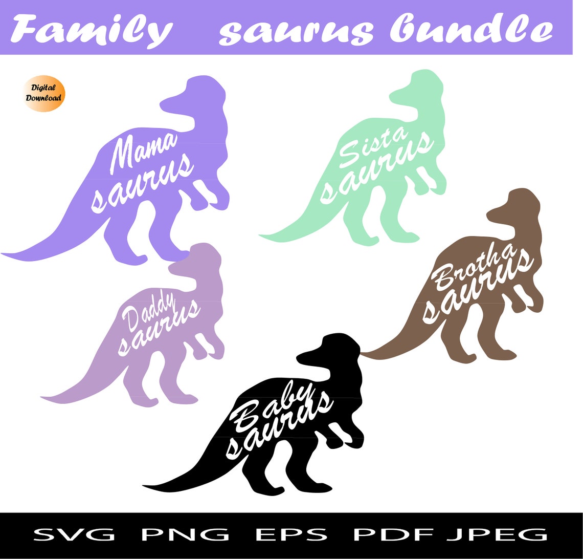Download Dinosaur Family SVG Bundle 5 designs Mamasaurus svg | Etsy