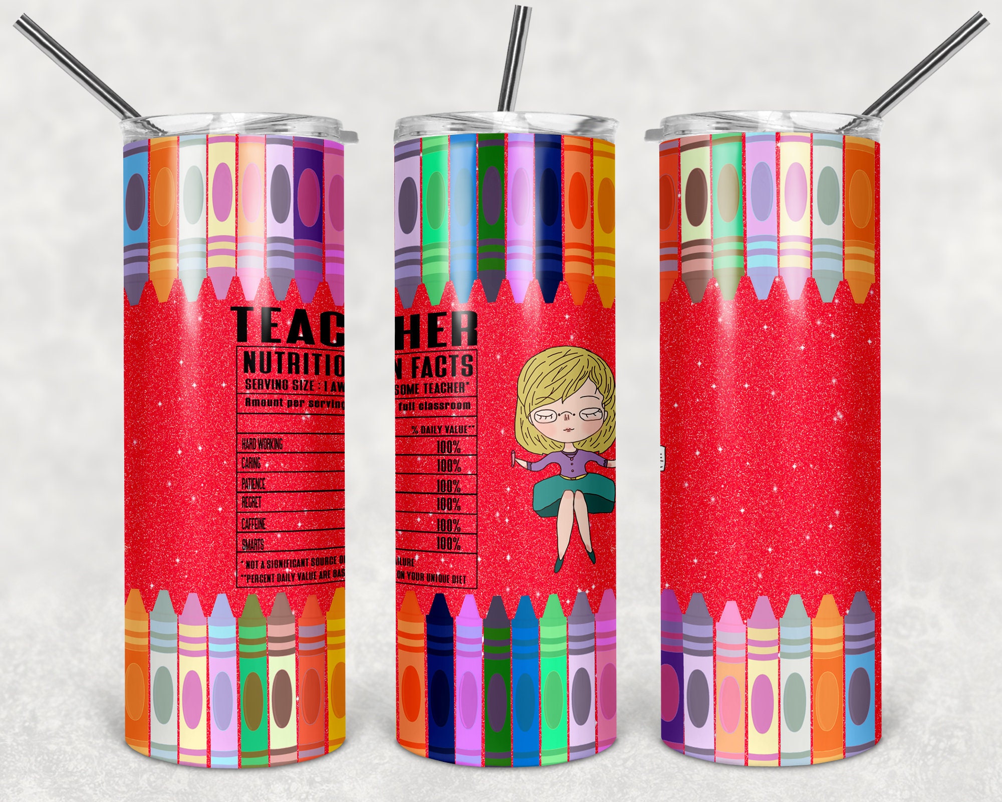 Teacher Pencil Crayons Nutrition Facts 20 Oz Skinny Etsy Australia