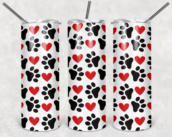 Download Love Heart Dog Sublimation Png Svg 20 Oz Skinny Tumbler Etsy