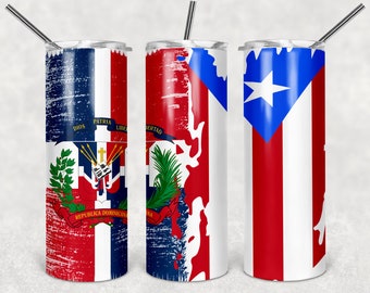Dominican Republic Flag and Coat of Arms Flag vintage 20oz Skinny Tapered Straight Sublimation Waterslide Digital Design Full Tumbler Wrap
