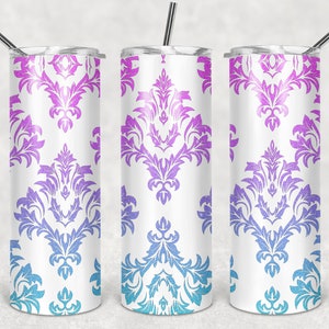 Ornamental Flourish Seamless Leather Template for 20oz Skinny Tumblers SVG and PNG cut Files for 20 ounce tumbler for  waterslide