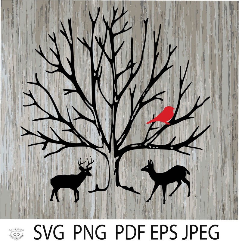 Download Deer Cardinal Winter Christmas Tree Ornament svg Holiday ...