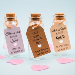 Take A Shot We Tied The Knot | Shot Tags | Wedding favors | Wedding favours | 20ml Glass Bottles | We've Tied The Knot | 20ml | Shot Bottles