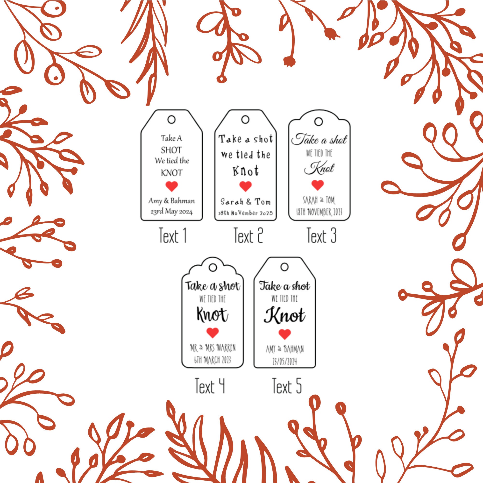 Take a Shot We Tied the Knot Tag With Cork Bottle • Wedding Shot Tags ...
