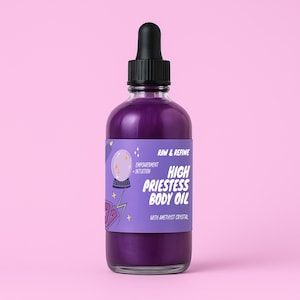 The High Priestess Body Oil - Empowerment & Intuition - Amethyst Crystal Infused