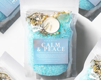 Calm & Peace - Crystal Infused Bath Soak with Tealight | Bath Salts