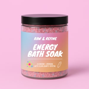 Energy Bath Soak - Aura Cleansing Bath Salts - Clear Quartz Crystal Infused