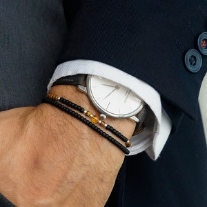 Set van 2 armbanden, citrienen armband met edelstenen, elegant cadeau voor een echtgenoot, nieuwjaarsarmbanden, helende citrienkristallen, bohemian armbanden voor heren