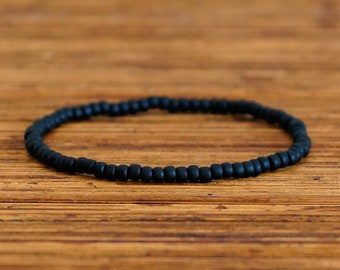 Mens Beaded Bracelet, Black Men Bracelet, Mens Bracelet, Minimalist Jewelry, Mens Gift, Gift for Him, Bead Bracelet, Boho Mens Jewelry