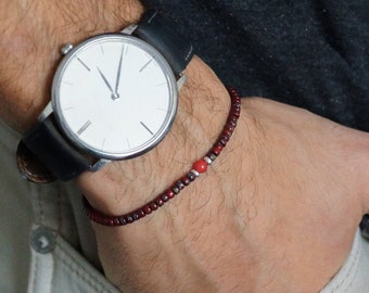 Coral Bracelet, Gift For Man, Beaded Mens Bracelets, Protection Stone, Couples Bracelet, Natural Stone, Boyfriend Gift, Bracelet Man