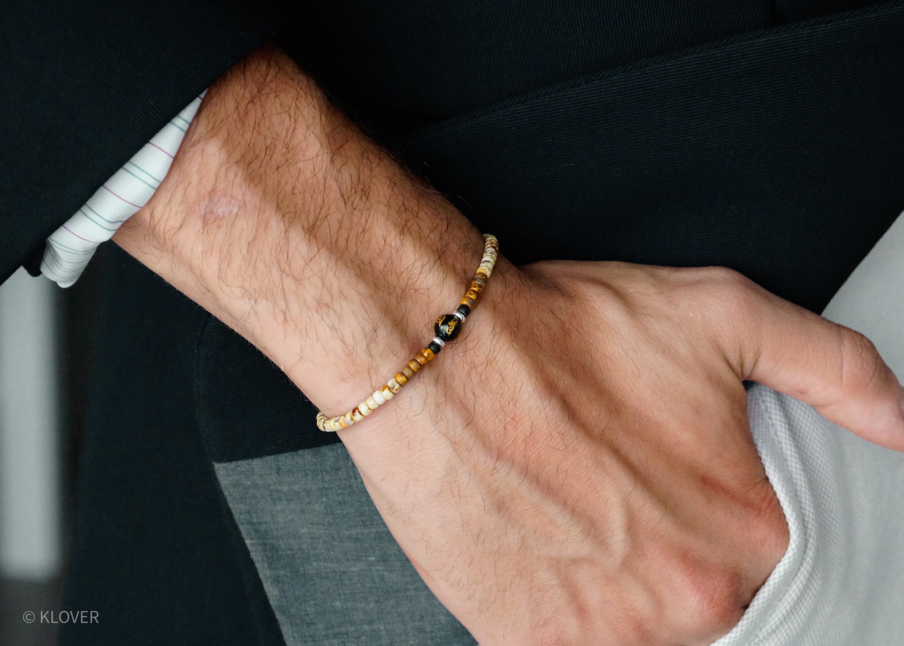 Mantra Bracelet Black Agate Bracelet Mens Beaded Bracelet Etsy